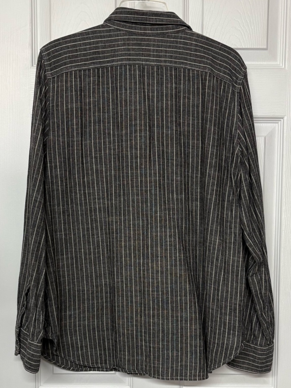 Lauren Ralph Lauren Lauren Jean Co. Gray Striped Button Front Cotton Top Sz XL - Picture 4 of 4